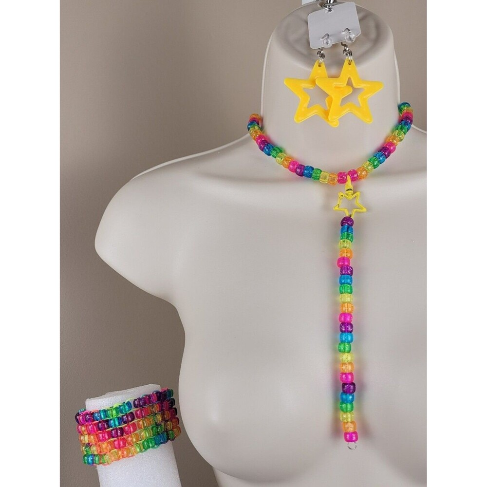 4pc Rainbow glitter choker binky cord cuff nail art